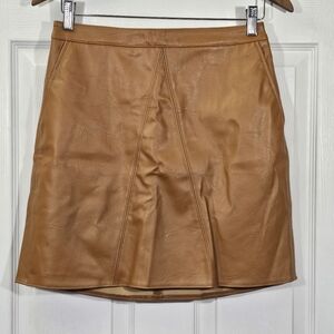 Bar III Tan Faux Leather Skirt Size Small